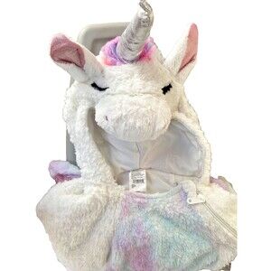 Girl's Unicorn Faux Fur White Rainbow Jumpsuit Halloween Costume Play Size 4/5 T